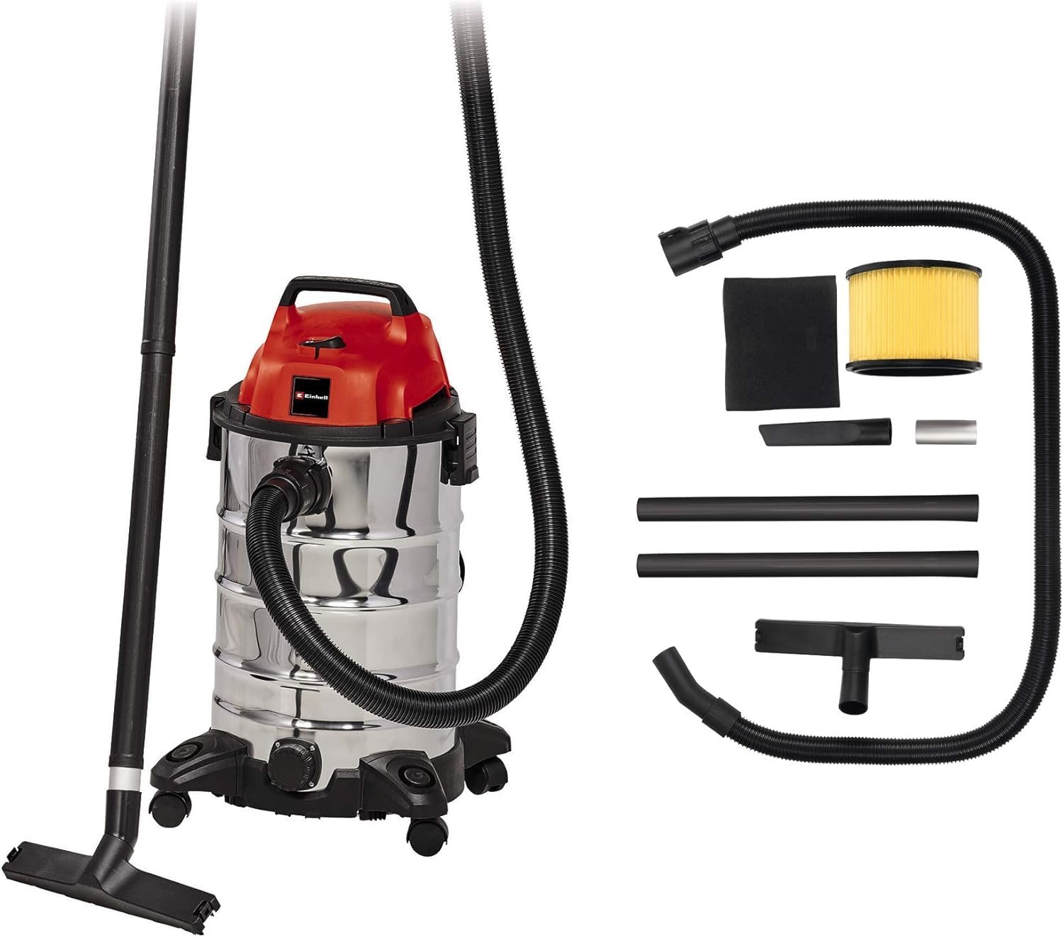 Aspirateur Einhell eaux et poussières 1500 W 30L usage domestique puissant avec accessoires inclus