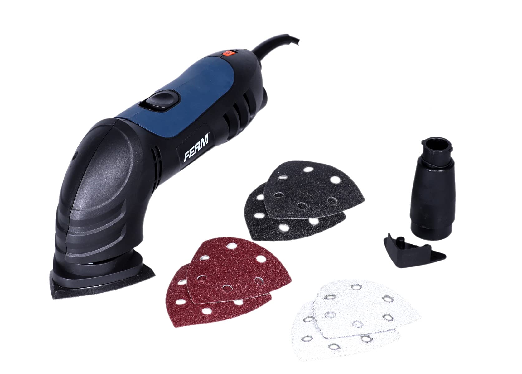 FERM Ponceuse Delta 280W - 3 Feuilles Abrasives Multi-usages pour Bois, Pierre et Peinture - Sander Électrique Puissant 